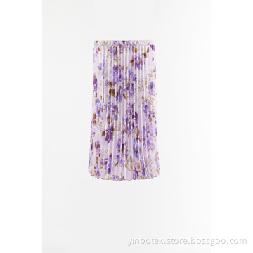 Print woven pleated skirt for Sale